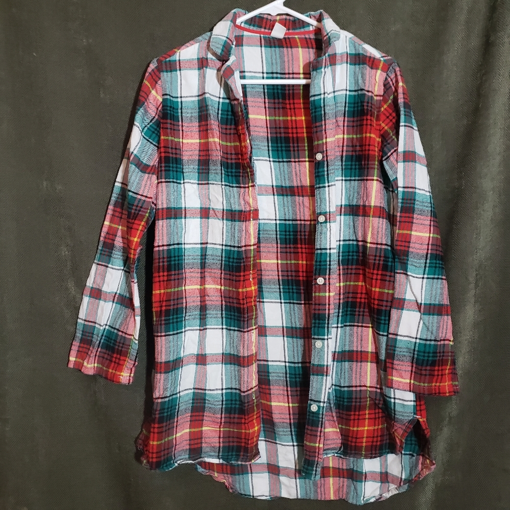 Old Navy flannel plaid extra long shirt size small